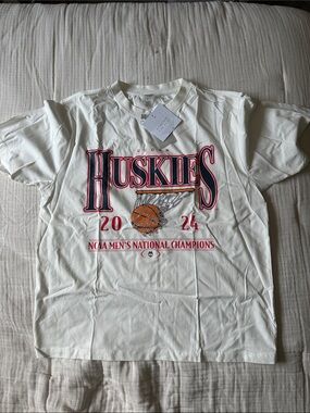 UConn Huskies 2024 NCAA Men's National Champions White T-Shirt